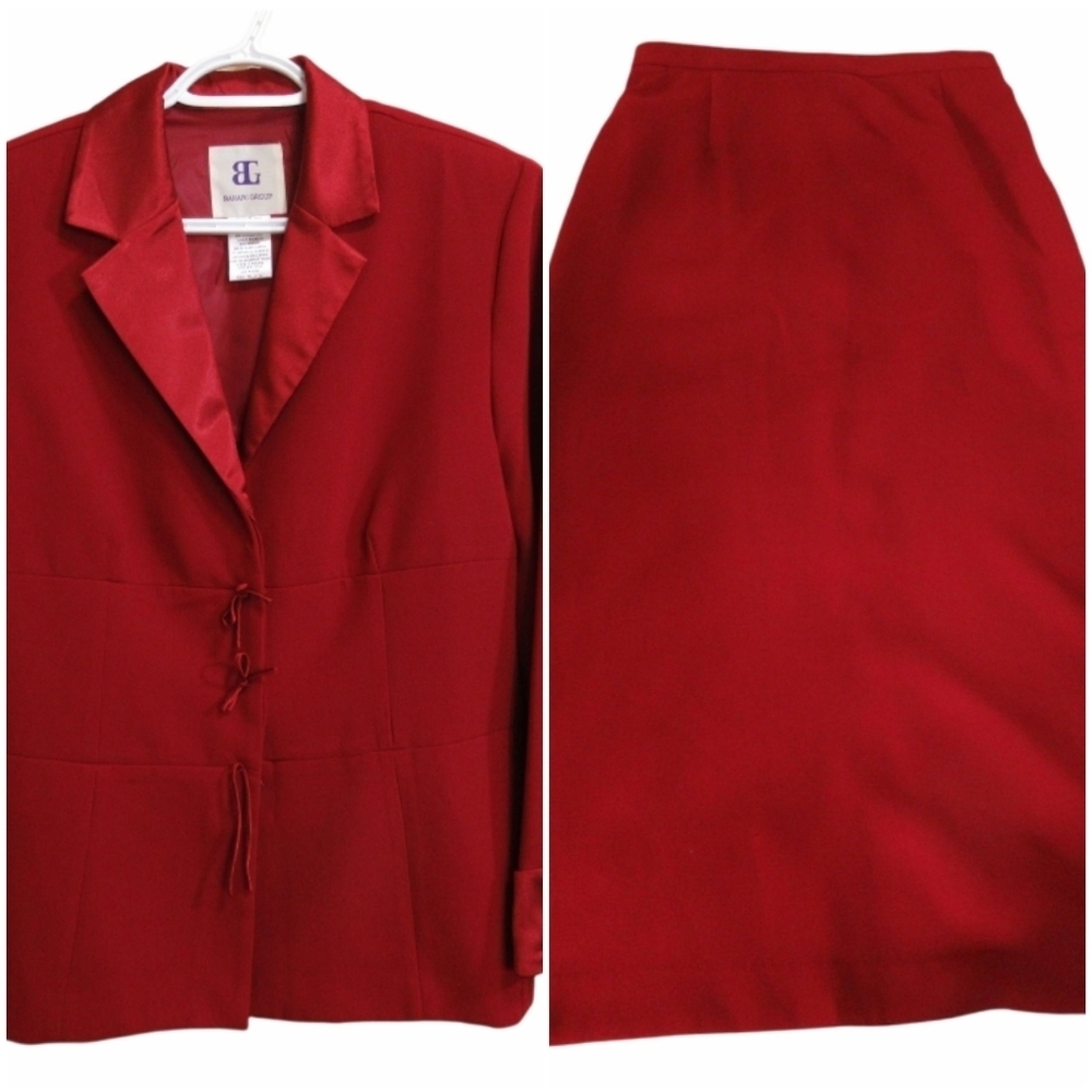 Vintage Bahari Group Elegant Red Skirt Set In A Size 14